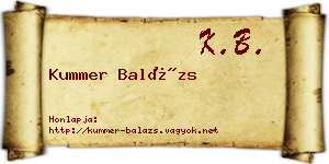 Kummer Balázs névjegykártya