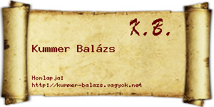 Kummer Balázs névjegykártya